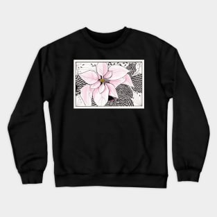 Zentangle Poinsettia in Pink and Black Crewneck Sweatshirt